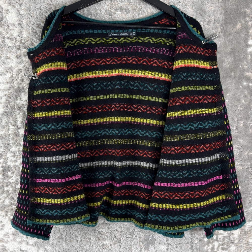 Gudrun Sjoden Size XXL Aztec Wool Hemp Casual Button Cardigan Sweater Colorful - Picture 2 of 8